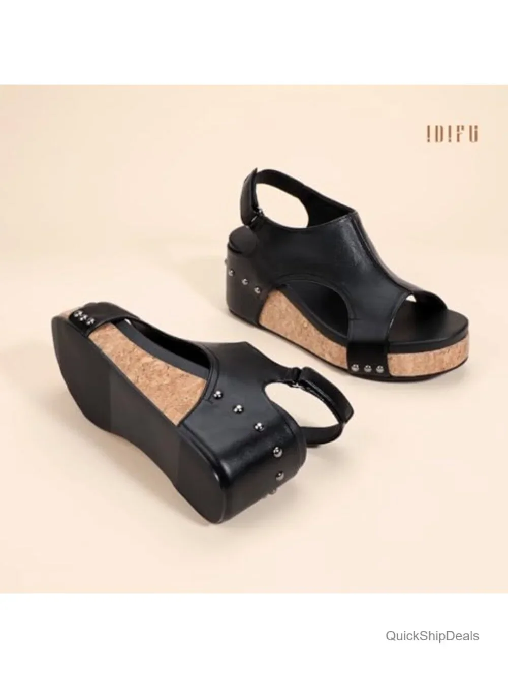 Platform Wedge Sandals Open Toe Comfortable Slingback Heels Lightweight Dressy